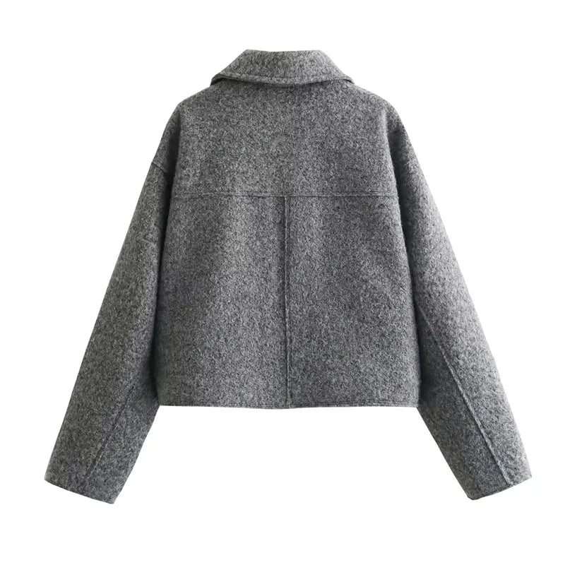 Autumn Winter Cropped Jacket for Women Short Coat Tweed Jacket