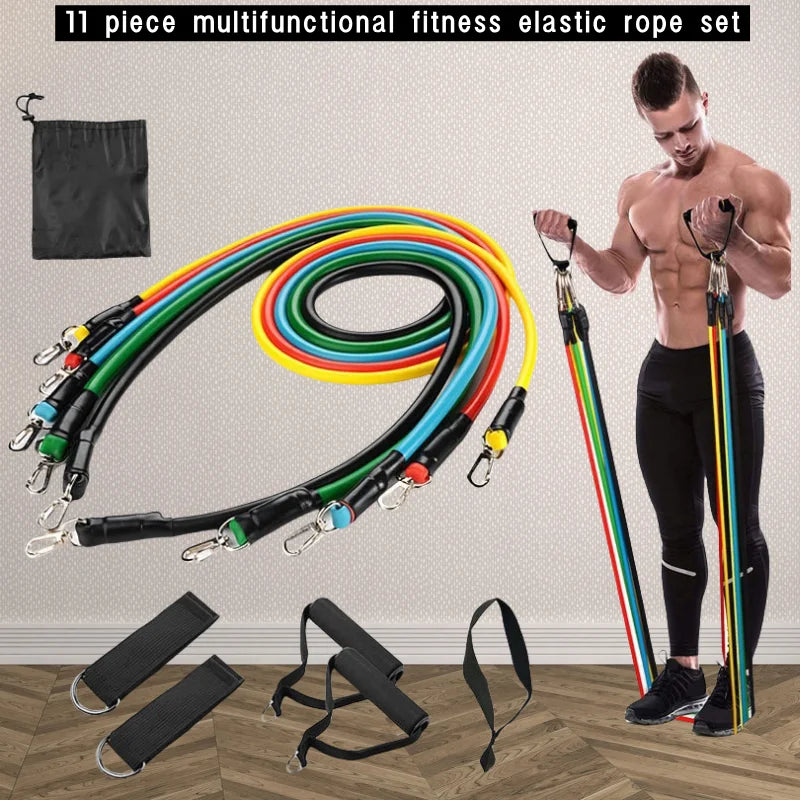 11 Pcs/Set TPE Resistance Band Set Fitness Band Pull Rope Elastic Training