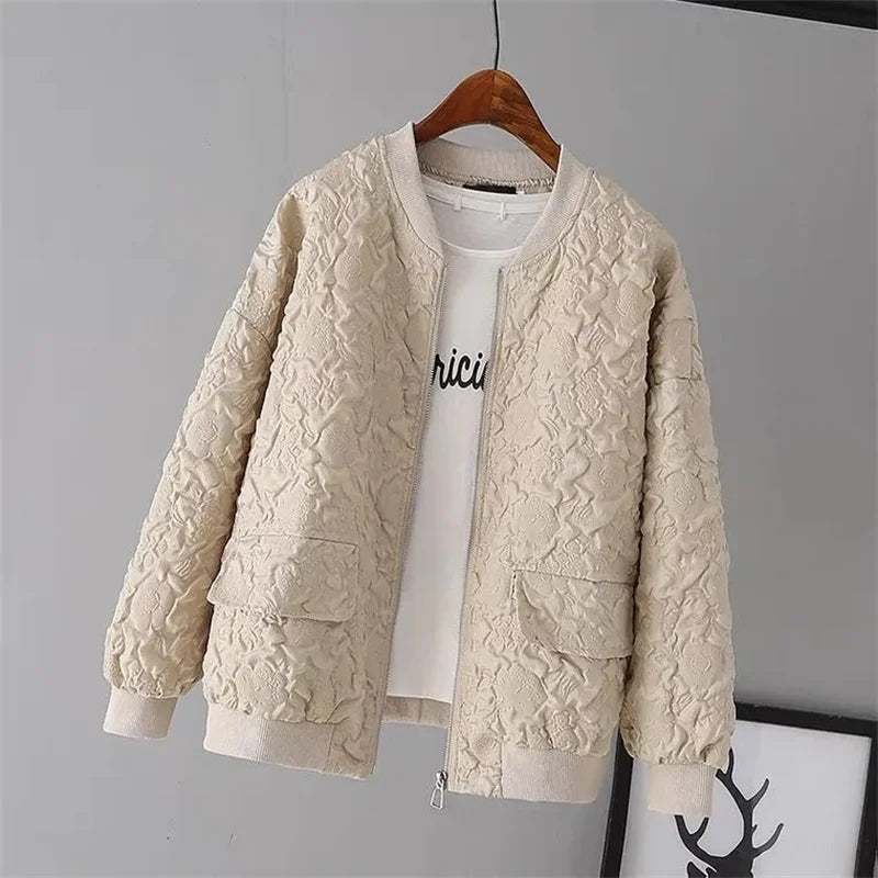 New Korean Spring Casual White Jacket Top Female Zipper Jackets Fashion