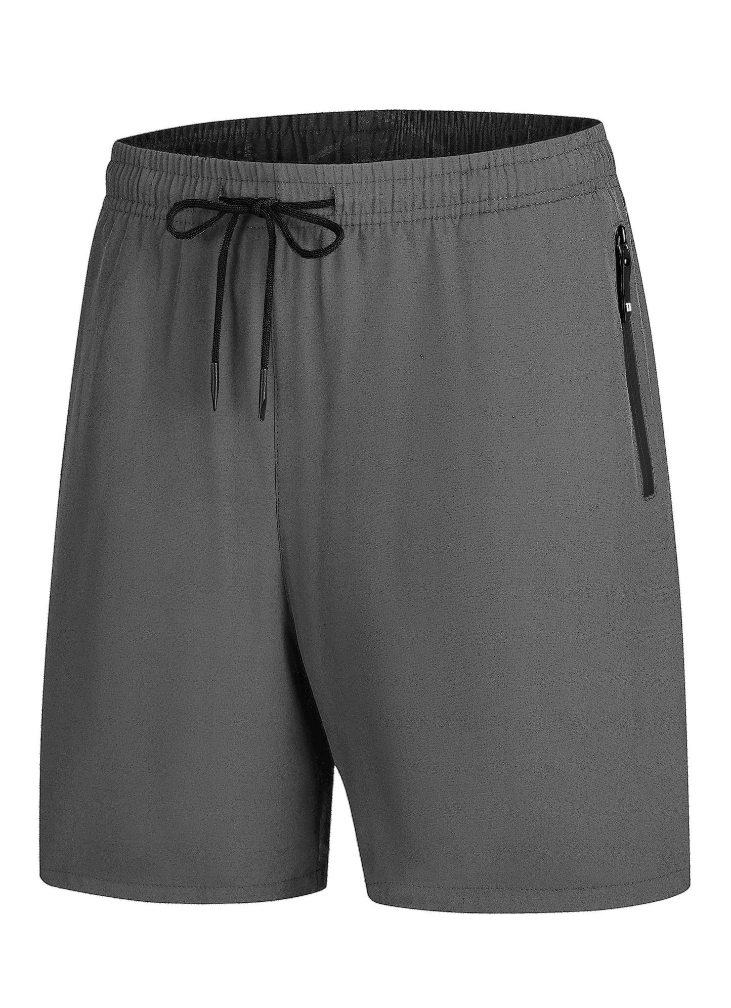 Men's Drawstring Quick Dry Shorts For Running, Breathable With Zipper Pockets, Fitness