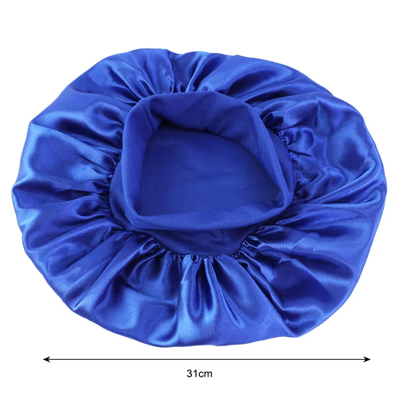 New Women's Solid Wide-brimmed Sleeping Hat Unisex Head Wrap Elastic Band Cap