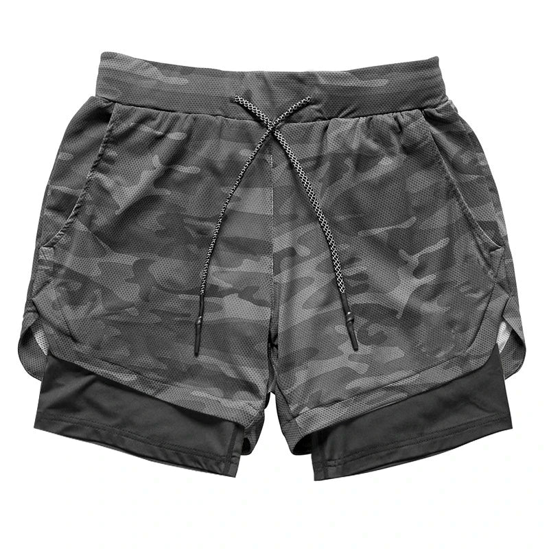 2023 Camo Running Shorts Men 2 In 1 Double-deck Quick Dry GYM Sport Shorts