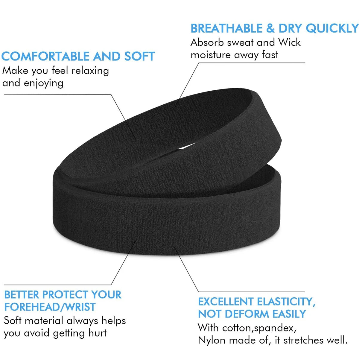 Versatile Sweat-Wicking Headbands for Active Lifestyles - Unisex Design