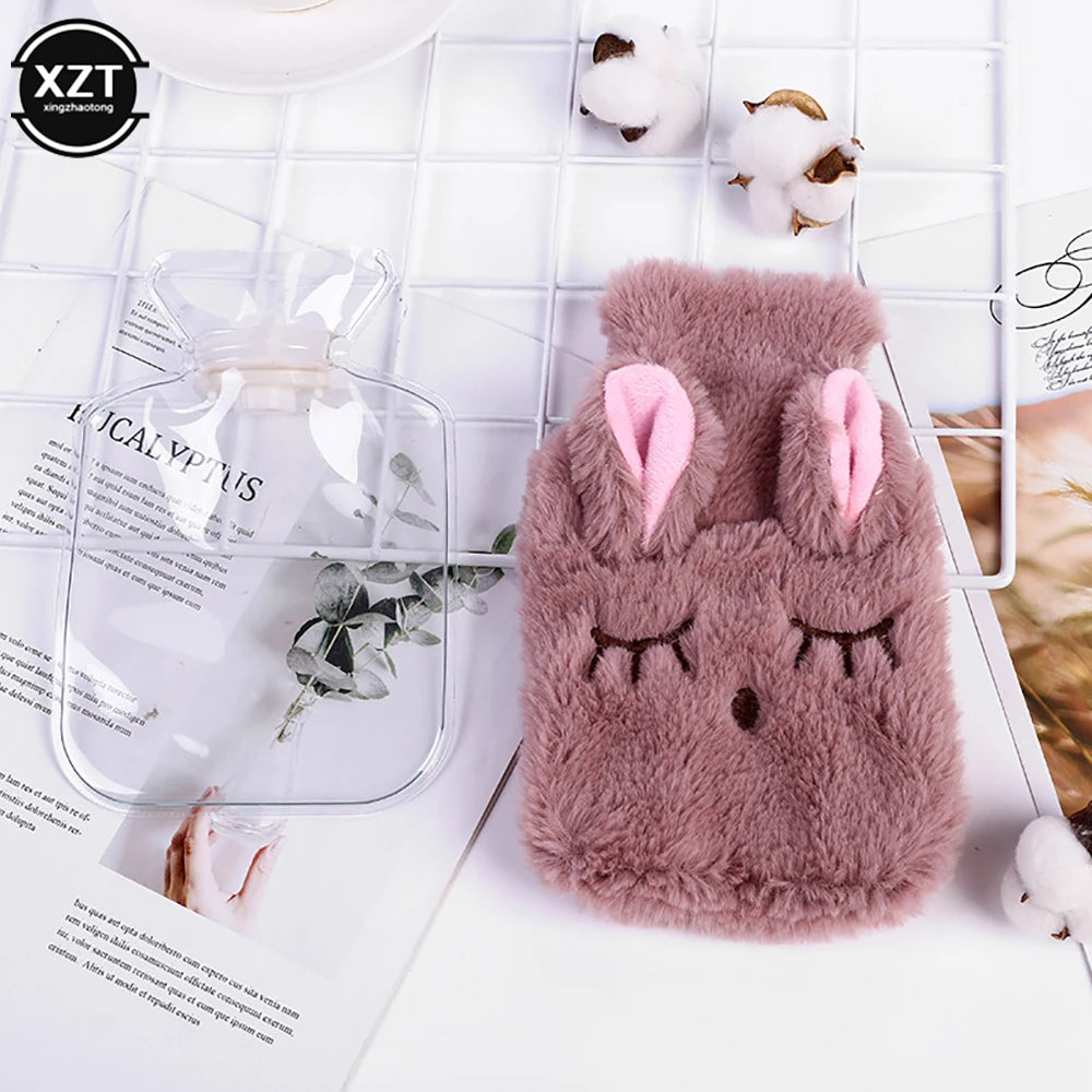 Winter Warm Heat Hand Warmer Stress Pain Relief Therapy Hot Water Bottle Bag Soft Rabbit Hand Warming Bag