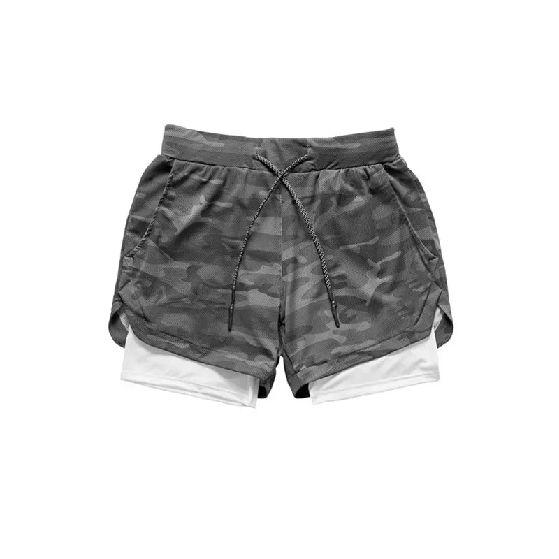 2023 Camo Running Shorts Men 2 In 1 Double-deck Quick Dry GYM Sport Shorts