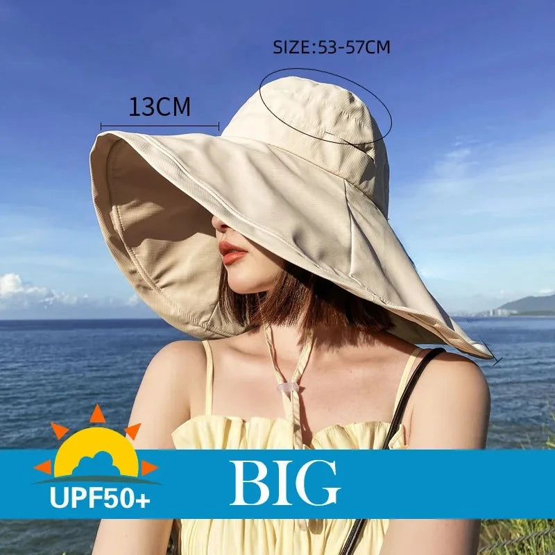 Women Anti-UV Protection Hiking Fisherman Cap Fold Summer Solid Beach Hat Double sided Sun hat