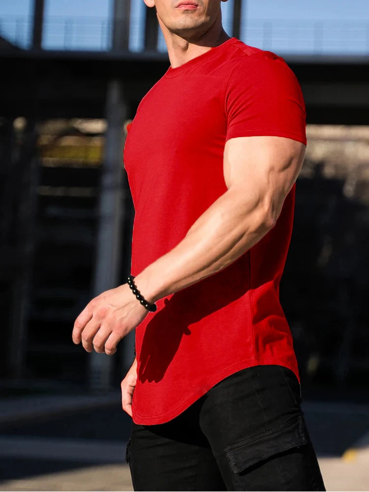 Men's Athleisure Workout short sleeve T-shirt High Quality cotton Men T-shirt