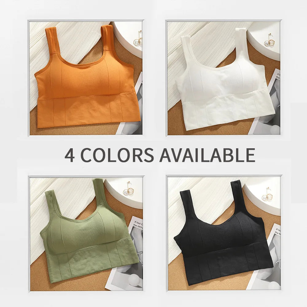 Crop Tops for Women with Built in Bras Seamless Wire Free Comfortable