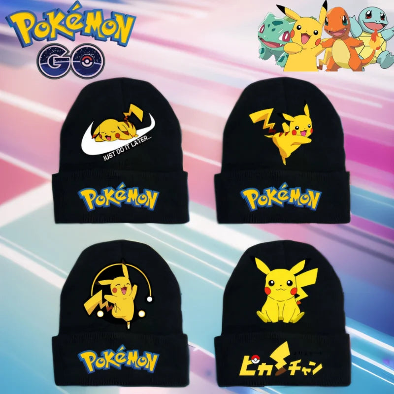 Pokémon Pikachu Knitted Cap Girls boy Hip Hop Mom Hat Adult Lover spring and autumn