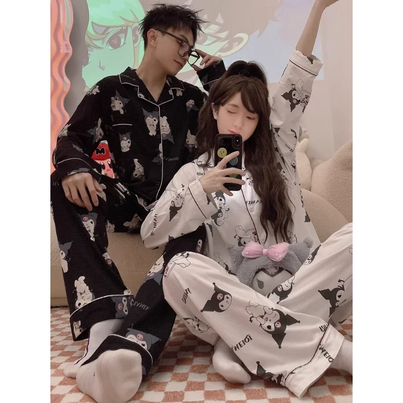 50% OFF Couple Pyjamas Autumn New Cotton Long Sleeve Pyjama Pants Set Men's and Women's Cartoon Sanrio Loungewear